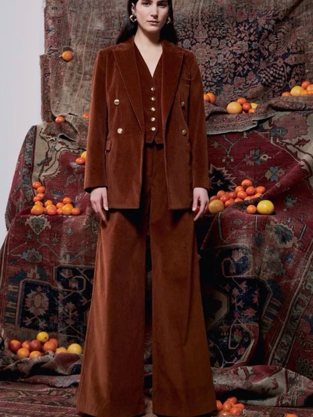 NWT Rosetta Getty ‘Wide Leg Flare Pant’ in “Cognac Corduroy” Size 6